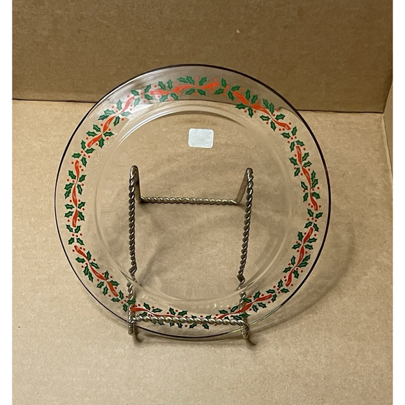 Arcoroc Holly & Berry Christmas Plate Gold Trim 1993 Made In France Collectible - Picture 2 of 9